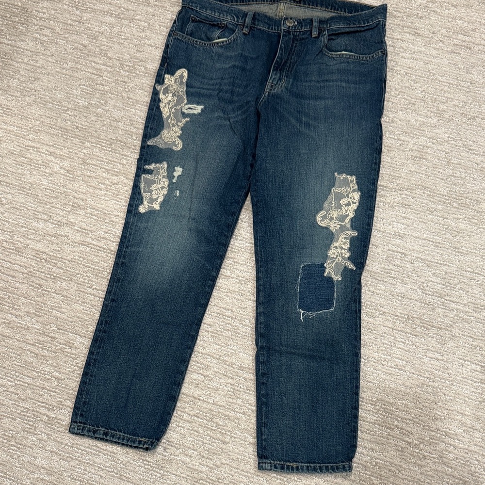 Women’s Ralph Lauren Blue Distressed Patch Jeans